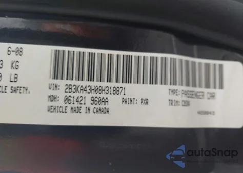 2008 Dodge Charger из США, поврежденный, VIN 2B3KA43H08H318871